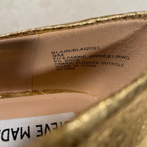 Steve Madden Blair Cap Toe Ballet Flat Gold Metallic Black Round Toe 9 - Picture 4 of 7